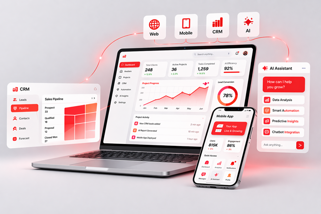 Digital transformation and software development illustration